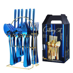 Gold Plated Cutlery - 24Pcs Stainless Steel Dinnerware Set Knife