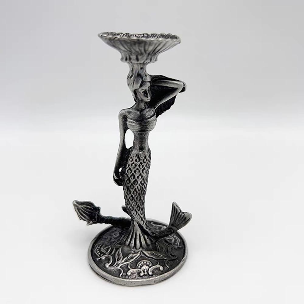Crystal Ball Decor - Mermaid Crystal Ball Stand Metal Figurine