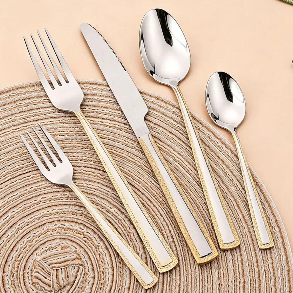Gold Plated Cutlery - 4Pcs Stainless Steel Cutlery Set Knife