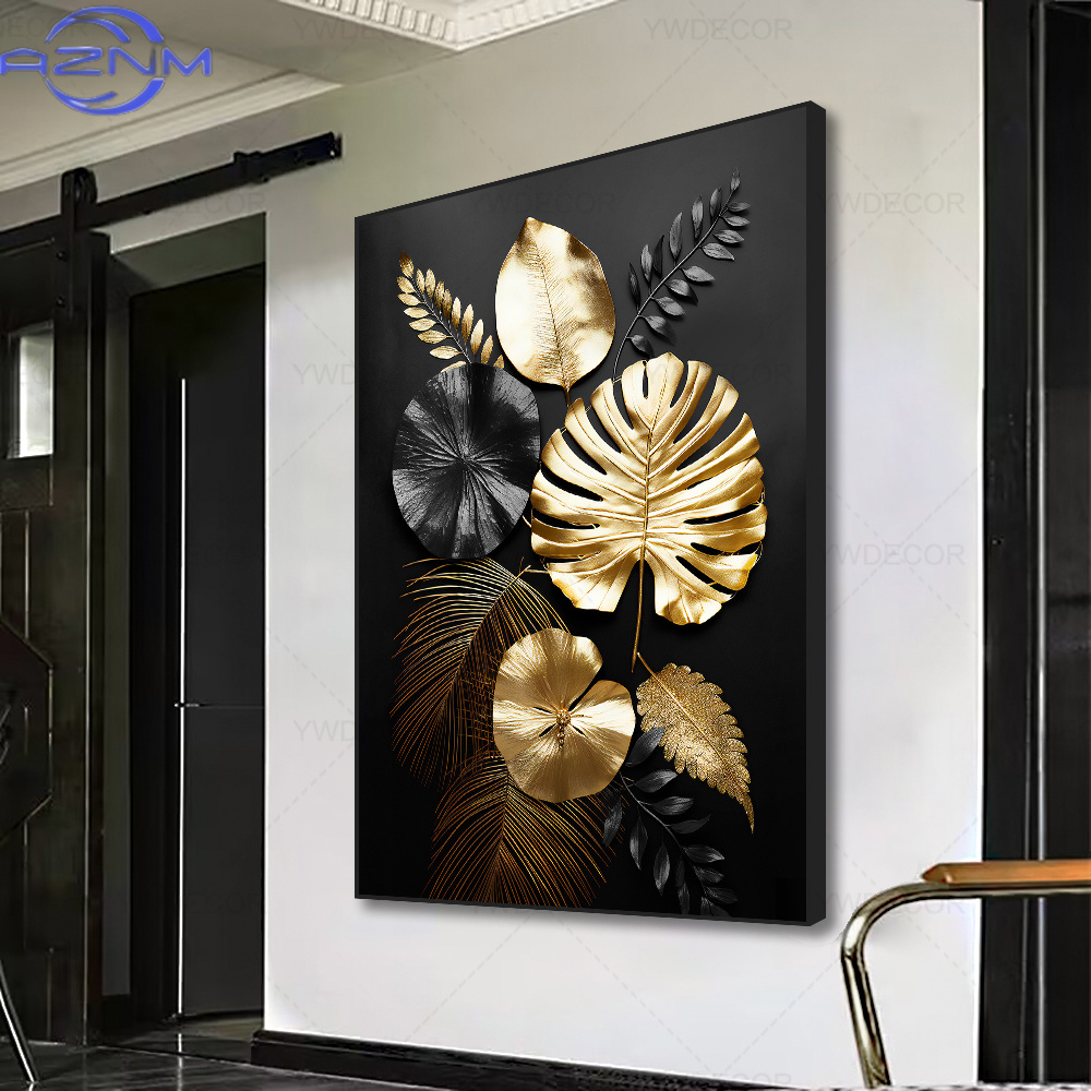 Luxury Lifestyle Japan - AZNM Luxury Black Golden Plant Leaf