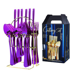 24Pcs Stainless Steel Dinnerwa - огляд і ціна Gold Plated Cutlery