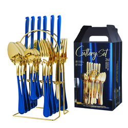 24Pcs Stainless Steel Dinnerwa - огляд і ціна Gold Plated Cutlery
