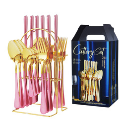 24Pcs Stainless Steel Dinnerwa - огляд і ціна Gold Plated Cutlery