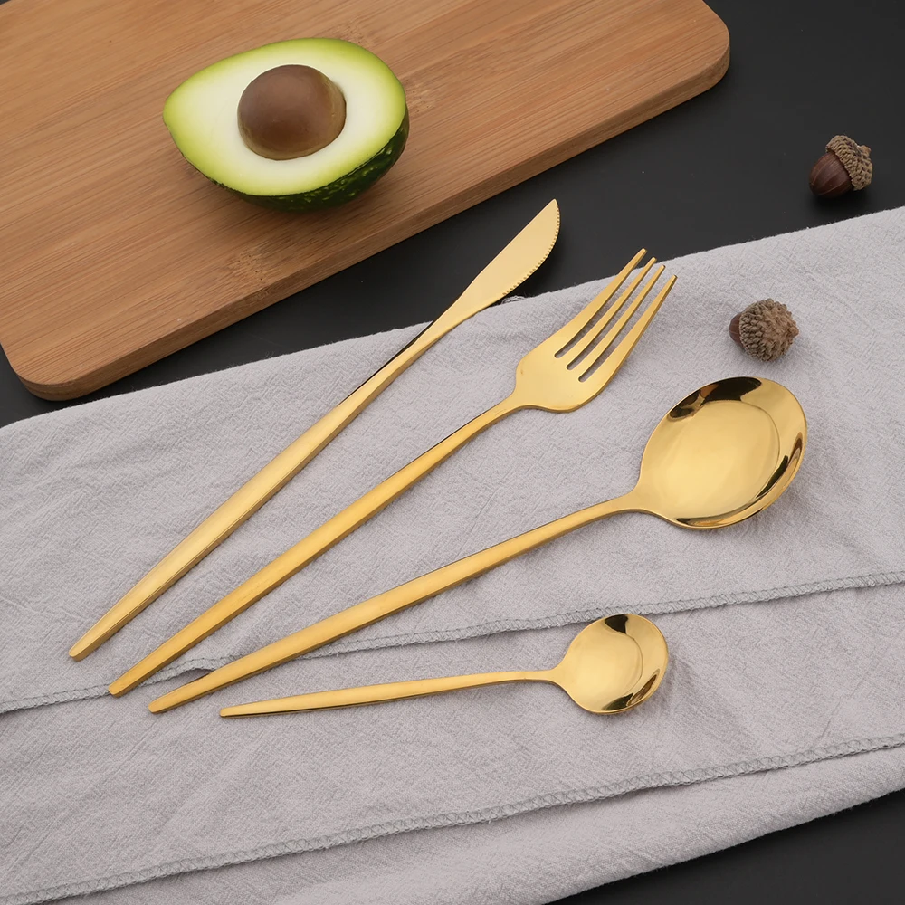 16Pcs Green Gold Dinnerware St - огляд і ціна Gold Plated Cutlery