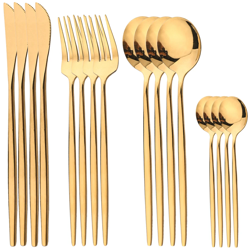 16Pcs Gold Dinnerware Stainles - огляд і ціна Gold Plated Cutlery